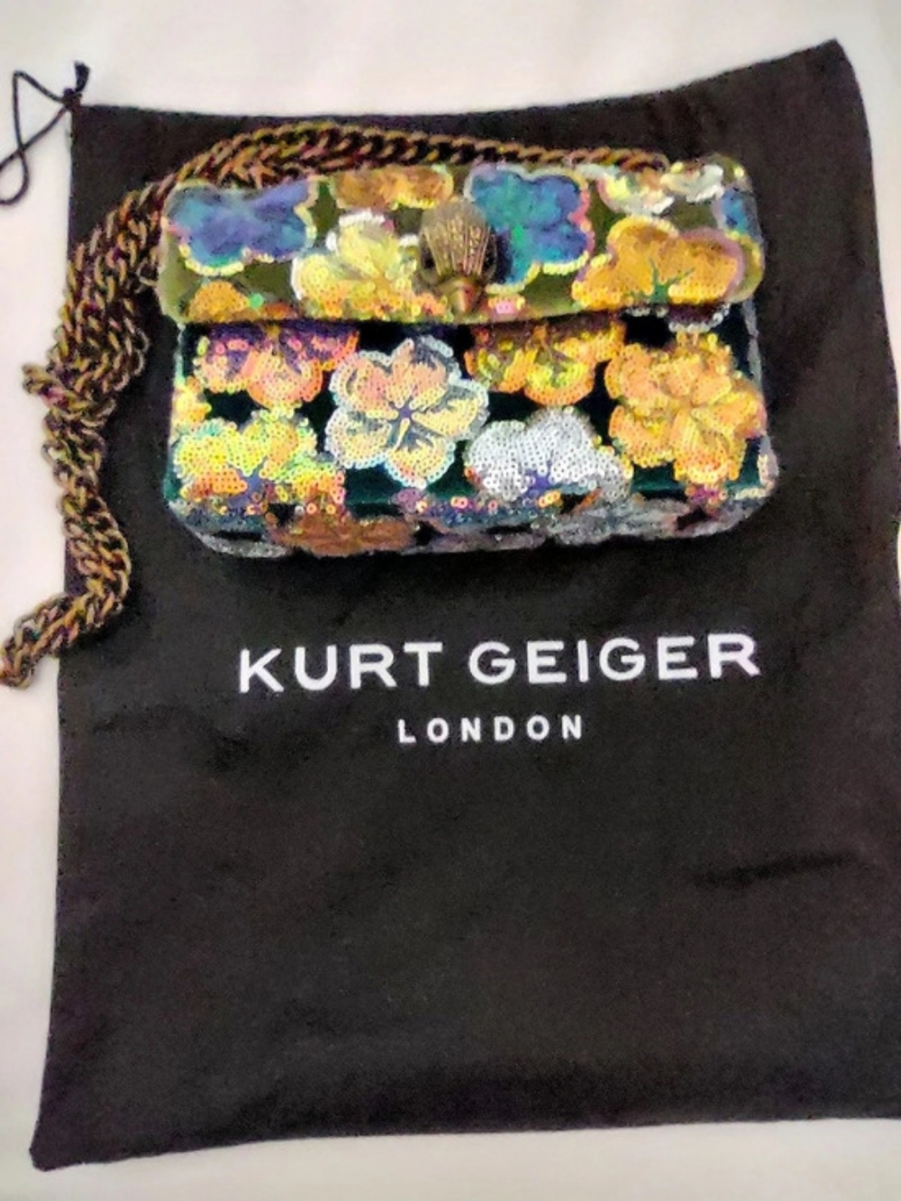 Kurt Geiger London Mini Kensington Sequin Flower Velvet Crossbody Bag